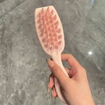 Щетка с ручкой, массажер, пилинг, мытье кожи головы. Розовая силиконовая щетка для волос.