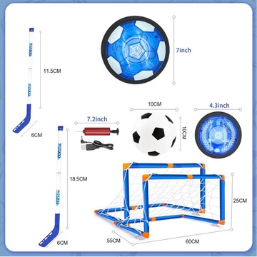 НАБОР AIR POWER FOOTBALL 3IN1 ХОККЕЙНАЯ ИГРА ДЛЯ ДЕТЕЙ С ШАРОМ 2 СВЕТОДИОДНЫХ ВОРОТ