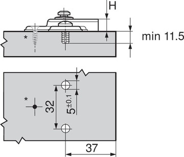 Петля накладная BLUM Module 91K9550 для холодильника