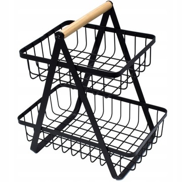 КОРЗИНА ДЛЯ ФРУКТОВ И ОВОЩЕЙ ДВУХЯРУСНАЯ МЕТАЛЛИЧЕСКАЯ КОРЗИНА ЧЕРНАЯ ТАРЕЛКА LOFT