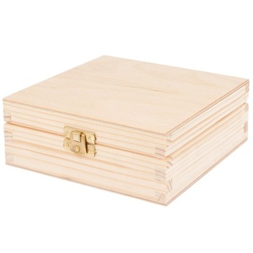 Pudełko drewniane pojemnik 12x12 DECOUPAGE ZAMEK