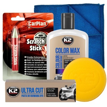 K2 ZESTAW DO USUWANIA RYS WOSK COLOR MAX KREDKA PASTA PAD NA RYSY SREBRNY