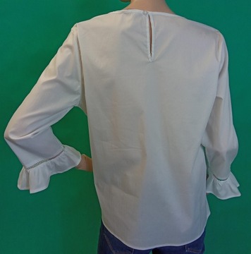 Bluzka biała wzór ażur falbanka Reserved roz. 38