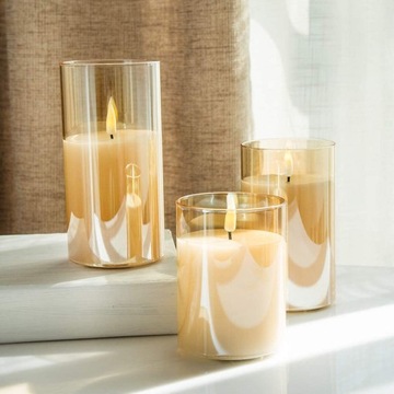 3 СВЕЧИ, ДЕКОРАТИВНЫЕ СВЕЧИ СВЕТОДИОДНЫЕ, ПОЗОЛОЧЕННОЕ СТЕКЛО, ДЕКОРАТИВНЫЕ, ДЕКОРАТИВНЫЕ РОЖДЕСТВЕНСКИЕ СВЕЧИ