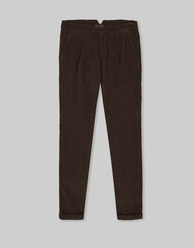 Męskie spodnie sztruksowe velluto brąz slim fit 30 32