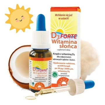 Witamina D3 Forte Dr Jacobs 20ml aż 2000 j.m w 1 kropli!