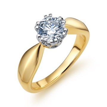 Złoty pierścionek z Diamentem Syntetycznym 1,04ct