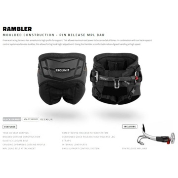 Трапеция Ремни сиденья Prolimit для виндсерфинга Rambler Hex Черный Оранжевый M