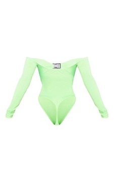 БОДИ PRETTYLITTLETHING YUH ЛАЙМ С ПРЯЖКОЙ R. L