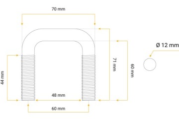 Квадратный штифт M12 60/48/60