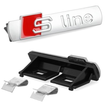 Emblemat na kratkę znaczek AUDI S-LINE 7x1,7x3 cm Srebrny