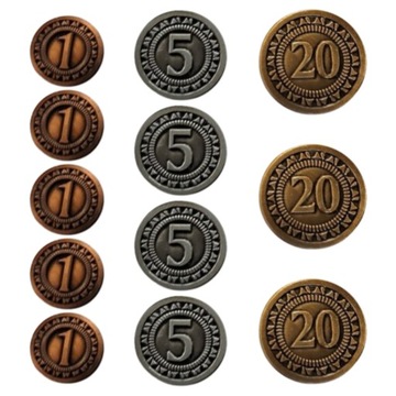 ZESTAW 12 KLASYCZNYCH UNIWERSALNYCH METALOWYCH MONET LARP RPG