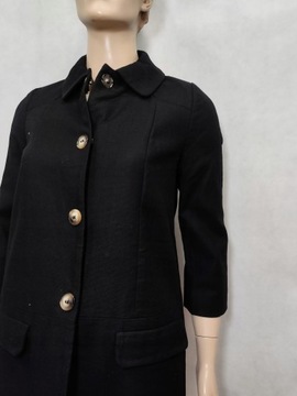 PŁASZCZ DAMSKI BAWEŁNIANY Z RĘKAWEM 3/4 CZARNY LA REDOUTE 44 2XL