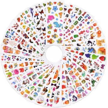 Naklejki 3D dla małych dzieci, 38 arkuszy ponad 1000 Naklejek scrapbooking