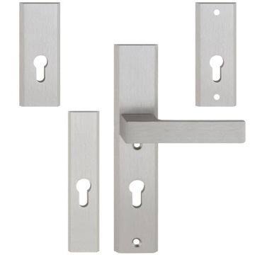 KLAMKA DO DRZWI ZEWNĘTRZNYCH Z ANTABĄ TOTAL INOX ROZSTAW 72mm + SZYLD GÓRNY