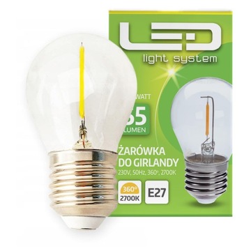 ŻARÓWKA LED E27 1,3W 2700K Edison Filament Kulka