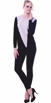 Czarna geometryczna bluzka damska : Kolor - czarny, Rozmiar - 46