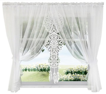 ШТОРА БЕЛАЯ ДЕКОРАТИВНАЯ АЖУРНАЯ ПАНЕЛЬ ЛОВЕЦ СНОВ ВУАЛЬ 400х150 ГОТОВЫЙ КОМПЛЕКТ