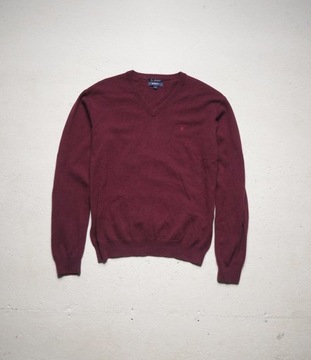 Gant sweter v-neck bordowy wełna wełniany męski XL