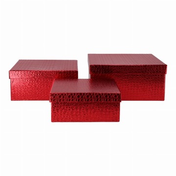 PUDEŁKO czerwone a la skóra połysk FLOWER BOX Flowerbox średnie M