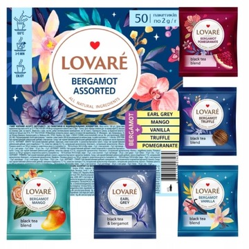 Herbata Czarna Bergamot Assorted Lovare 50 sztuk 5 smaków Pyszne