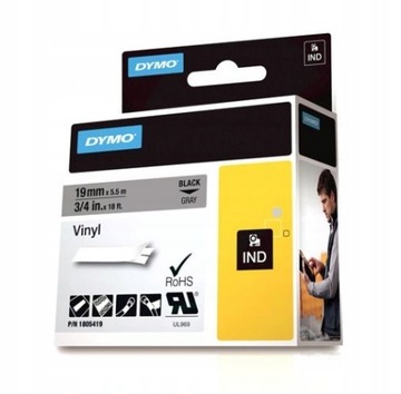 DYMO RHINO 19mm 5,5M 1805419 BLACK / GRAY VINYL