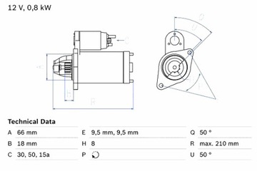 BOSCH STARTÉR SUZUKI LJ80 SAMURAI SJ410 0.8 1.0 01.80-12.04