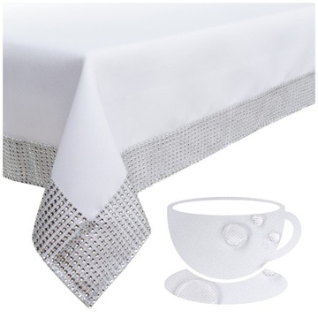 Obrus Plamoodporny na Stół Świąteczny BIAŁY DIAMENT POLSKI 140x200