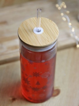 СТЕКЛЯННАЯ бутылка, стакан SMOOTHIE, 600 мл, с трубочкой