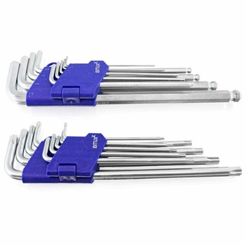 DŁUGIE KLUCZE IMBUS TORX 6KĄTNE 1,5-10 T10-T50 18x