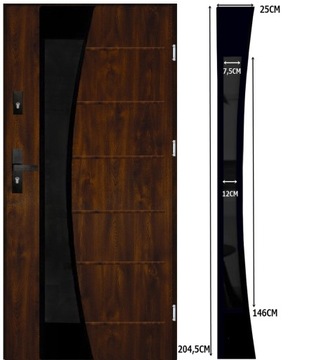 DRZWI ZEWNĘTRZNE STALOWE LUKAR INOX 14-T BLACK 72MM 90 CIEMNY REFLEKS UD1,3
