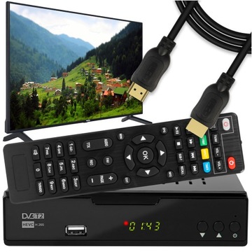 DEKODER TV NAZIEMNEJ DVB-T2 HEVC H.265 TUNER HDMI SCART USB FULL HD PILOT