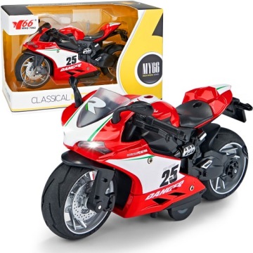 MOTOR SPORTOWY METALOWY MOTOCYKL ŚWIATŁO DŹWIĘK MOTOREK MODEL GUMOWE OPONY