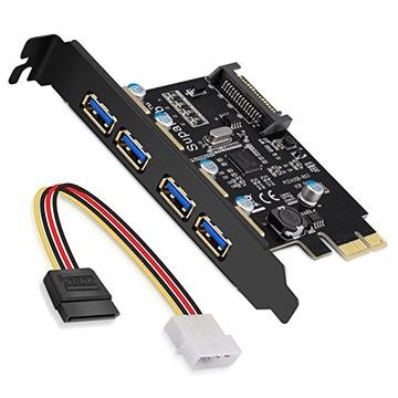 PCI-E na USB 3.0 4x USB PCI Express 15-pinowe złącze zasilania SATA