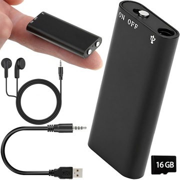 MINI DYKTAFON SZPIEGOWSKI PODSŁUCH DETEKCJA 16 GB