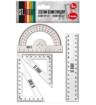 Zestaw geometryczny 4 el. 15 cm linijka ekierka