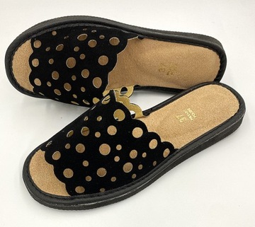 KAPCIE DAMSKIE PANTOFLE ODKRYTE KLAPKI MAXIMUS czarny r.36