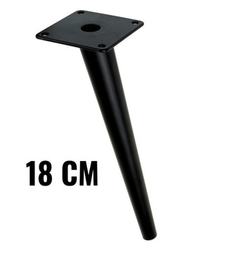 Ножка стальная диагональная 18 см, монтажная пластина, черная.