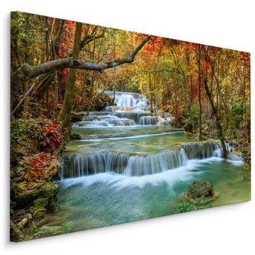 Obraz WODOSPAD w Lesie Natura Krajobraz 3D 100x70