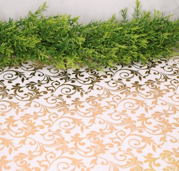 Płótno juta materiał bieżnik biel złoto 48cm 4,5m