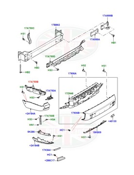 DRŽÁK DRŽÁKY NÁRAZNÍKU LAND ROVER DEFENDER L663 LR179393 N8B217A881AC
