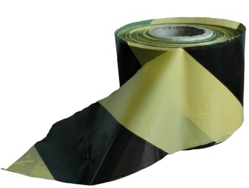 ЛЕНТА ПРЕДУПРЕЖДАЮЩАЯ 70мм/100м желто-черная 7см для ограждения раскопок