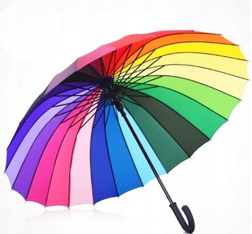 PARASOL DUŻY TĘCZOWY PARASOLKA 105CM WYTRZYMAŁY