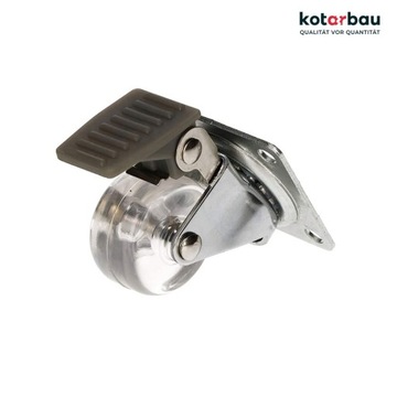 КОЛЕСО ДЛЯ ТРАНСПОРТИРОВКИ МЕБЕЛИ ПОВОРОТНОЕ С ТОРМОЗОМ, ПРОЗРАЧНЫЙ РОЛИК 35ММ