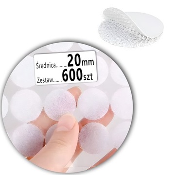 Rzepy Samoprzylepne Kółka z klejem Białe Taśma do Obrazów 20mm*600szt