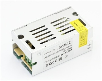 ZASILACZ LED 12V DO TAŚM LED MODUŁOWY 15W 1,25A IP20