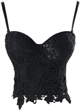 GORSET CROP TOP DAMSKI KWIATY GOTYCKI STEAMPUNK BIUSTONOSZ Z GORSETEM XL
