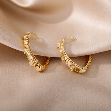 Серьги-кольца с геометрическим цирконом для W