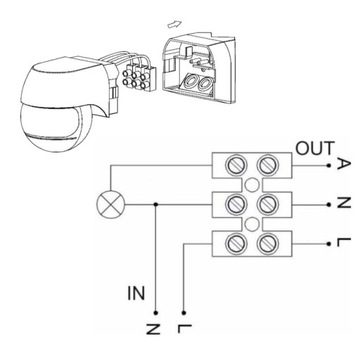 Czujnik Ruchu Zmierzchu Zewnętrzny LED Rogowy Czujka Regulacja IP44 Czarny