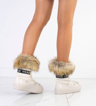 БЕЖЕВЫЕ ТЕПЛЫЕ СНЕЖНЫЕ БОТИНКИ НА МЕХЕ ЗИМА 39